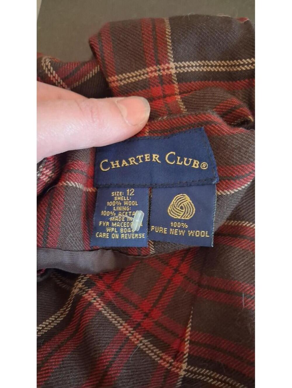 Charter Club Wrap Skirt, Red Plaid Size 12 Lined Wool Skirt Lined No Flaws - Picture 9 of 9